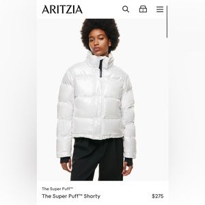 Aritzia super puff shorty jacket in pearl white